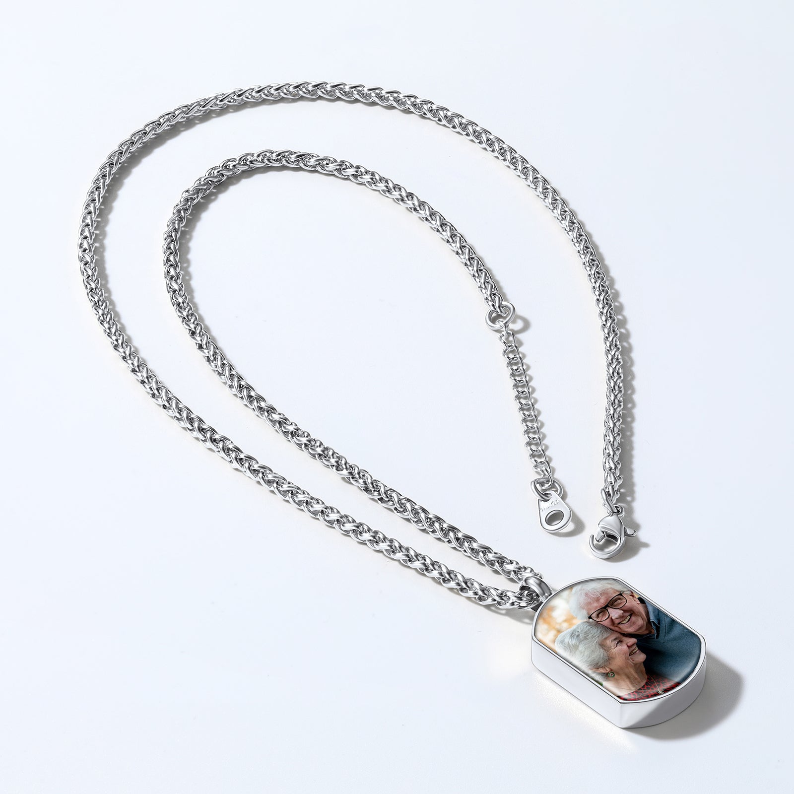 Custom Fingerprint Cremation Picture Urn Dog Tag Necklace