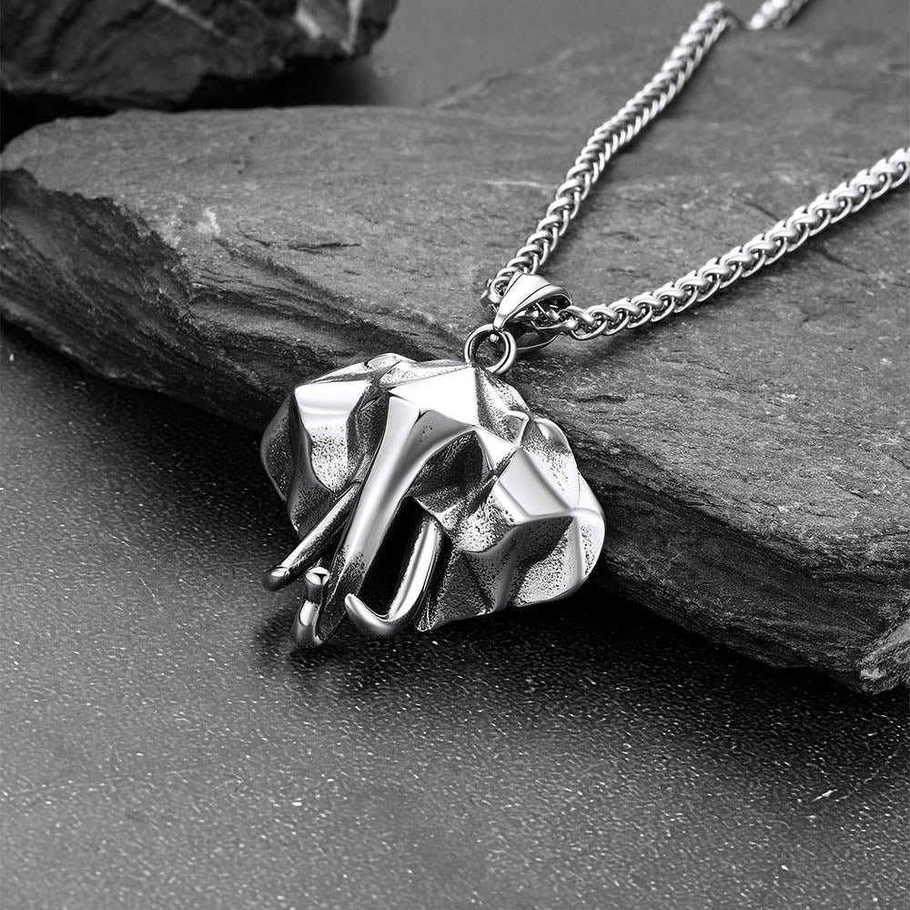 Stainless Steel African Elephant Necklace for Men