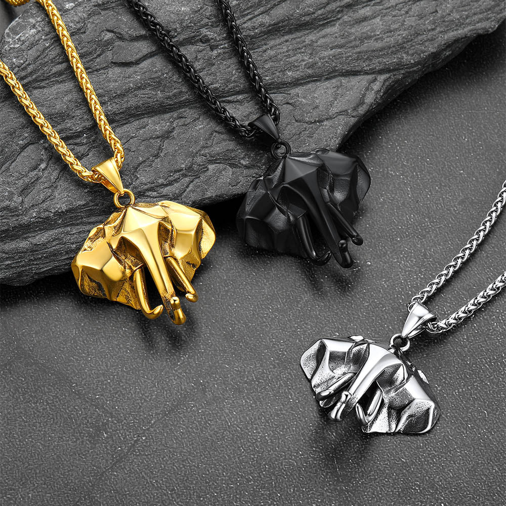 Stainless Steel African Elephant Necklace for Men
