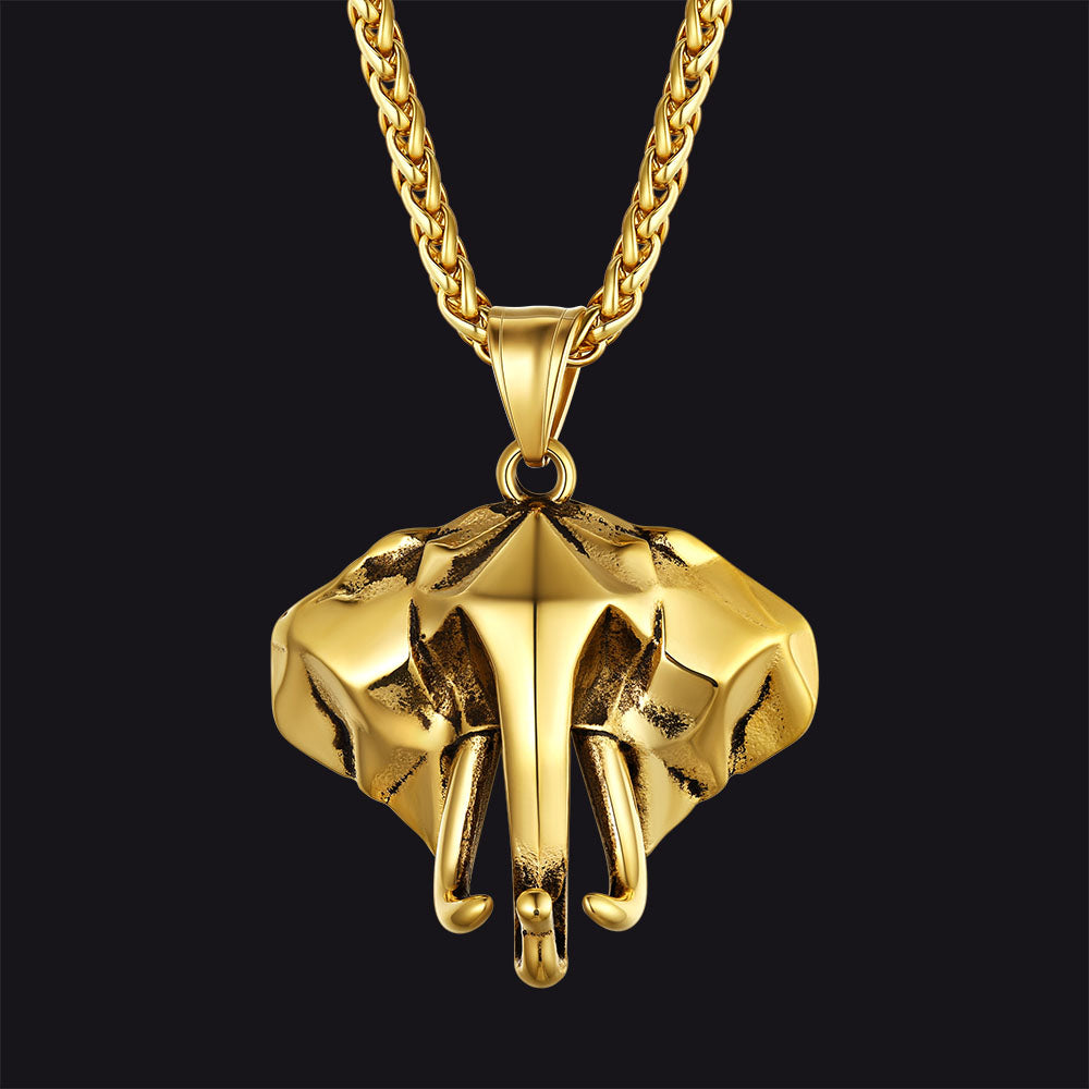 Stainless Steel African Elephant Necklace for Men