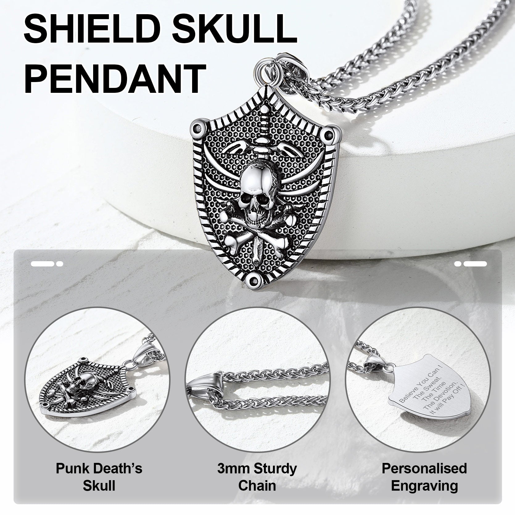 Flash Sale Viking Norse Runes Skull Necklaces for Men and Boys