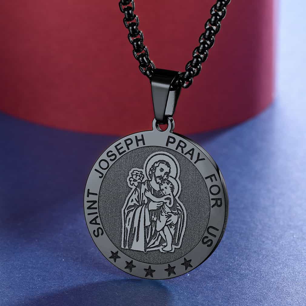 Flash Sale Engraved Catholic Saint Joseph Pendant Necklace