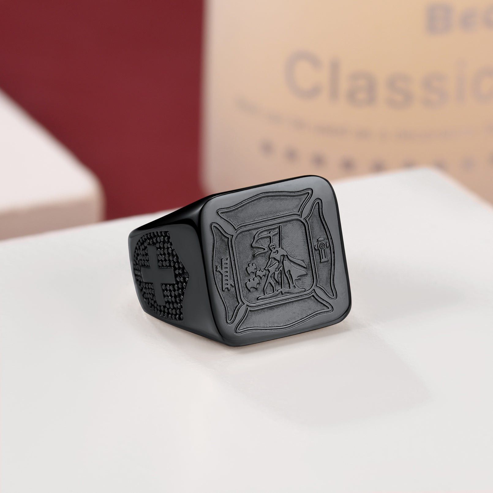 Gothic Society Saint Michael Catholic Protector Stainless Steel Ring