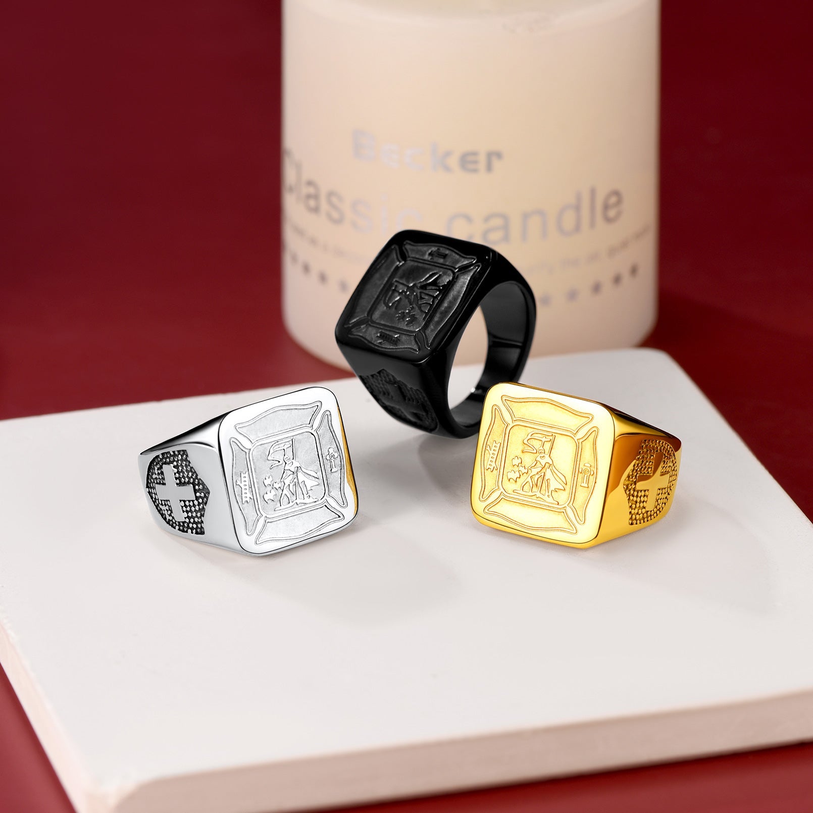 Gothic Society Saint Michael Catholic Protector Stainless Steel Ring