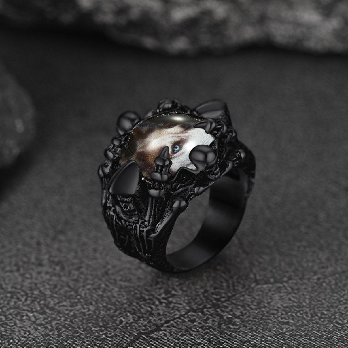 Customized Gothic Photo Dragon Claw Ring with Picture For Men