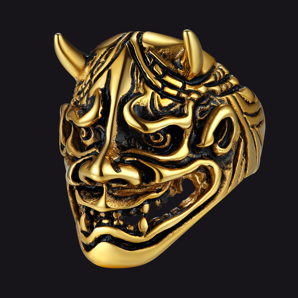 Gothic Hannya Mask Demon Ring for Men