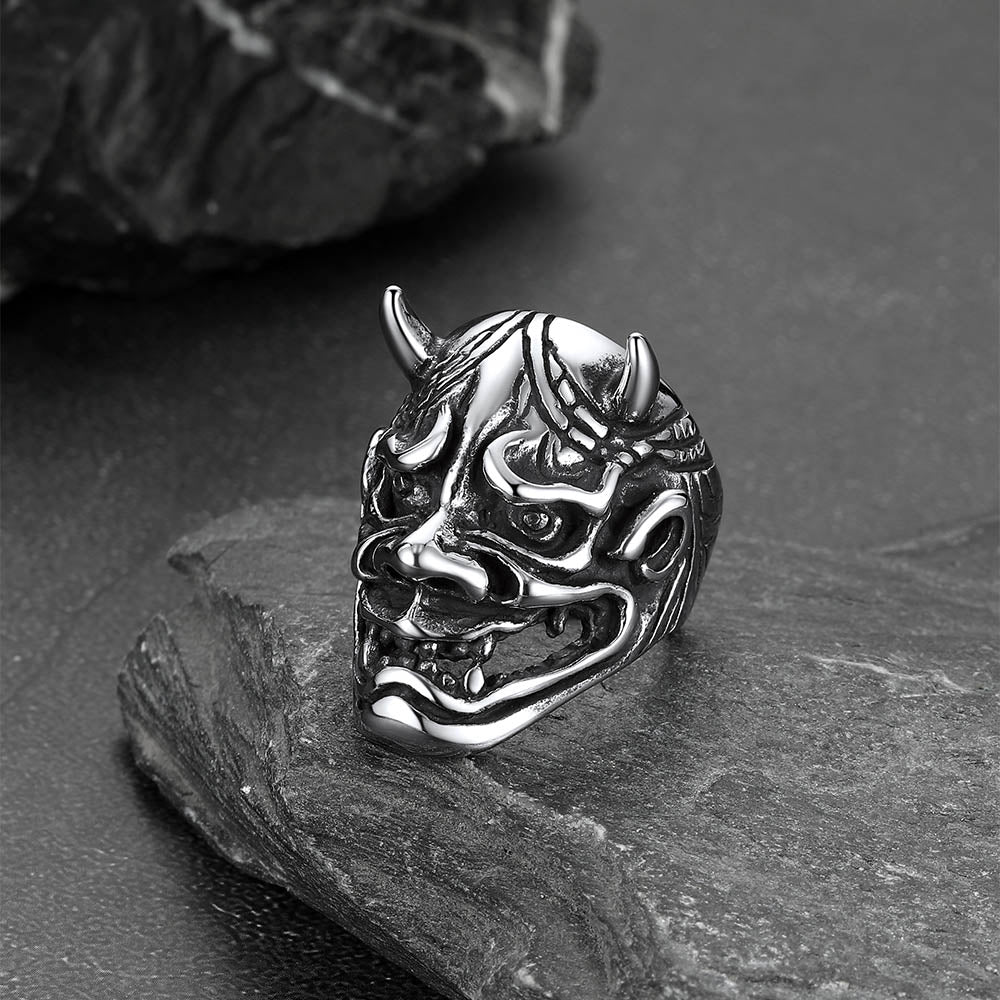 Gothic Hannya Mask Demon Ring for Men