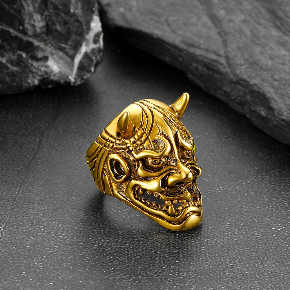 Gothic Hannya Mask Demon Ring for Men