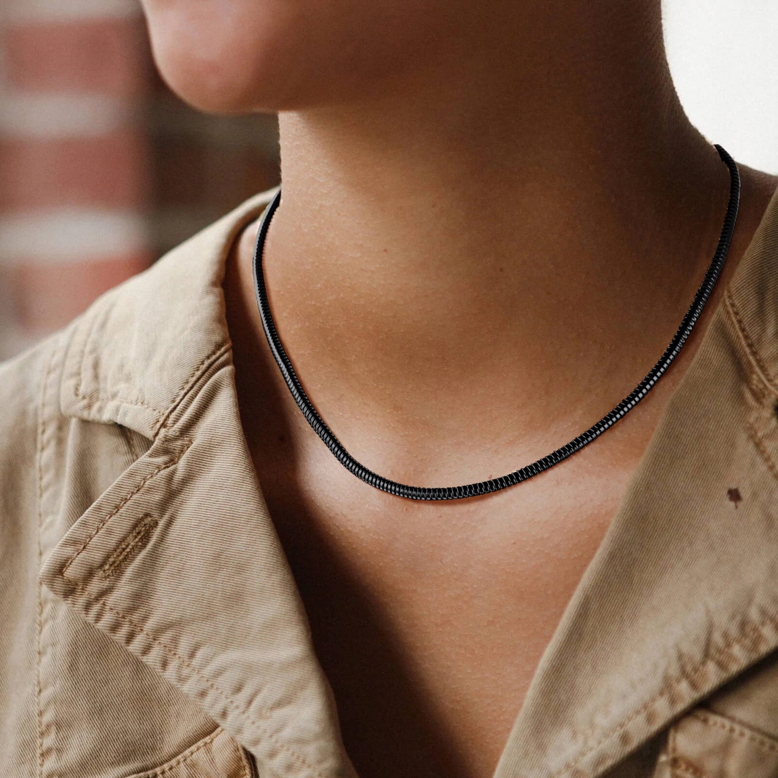 Herringbone Snake Chain Choker Necklace for Women 5mm Width