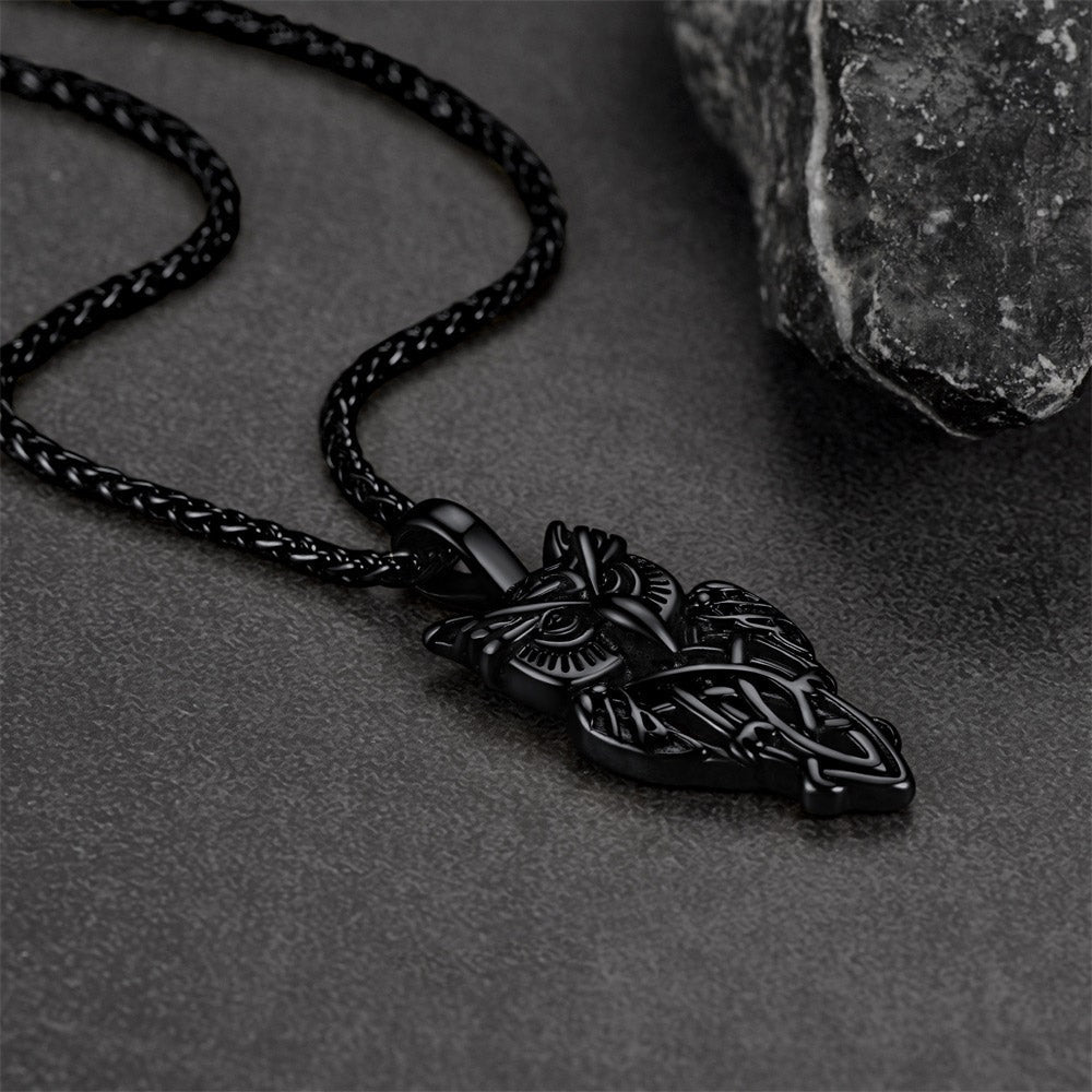 Celtic Owl Pendant Necklace Amulet Jewelry for Men