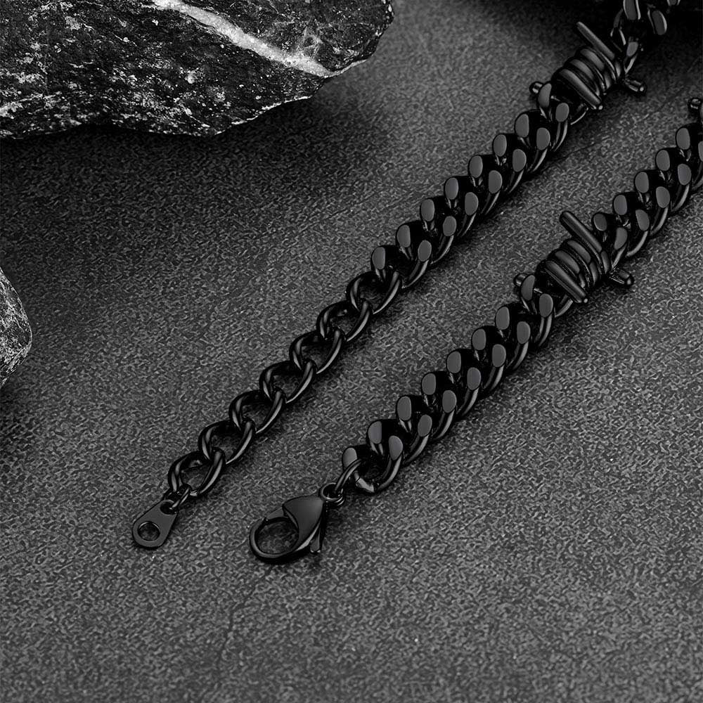 To My Men Barbed Wire Cuban Chain Choker Necklace Gift for Him