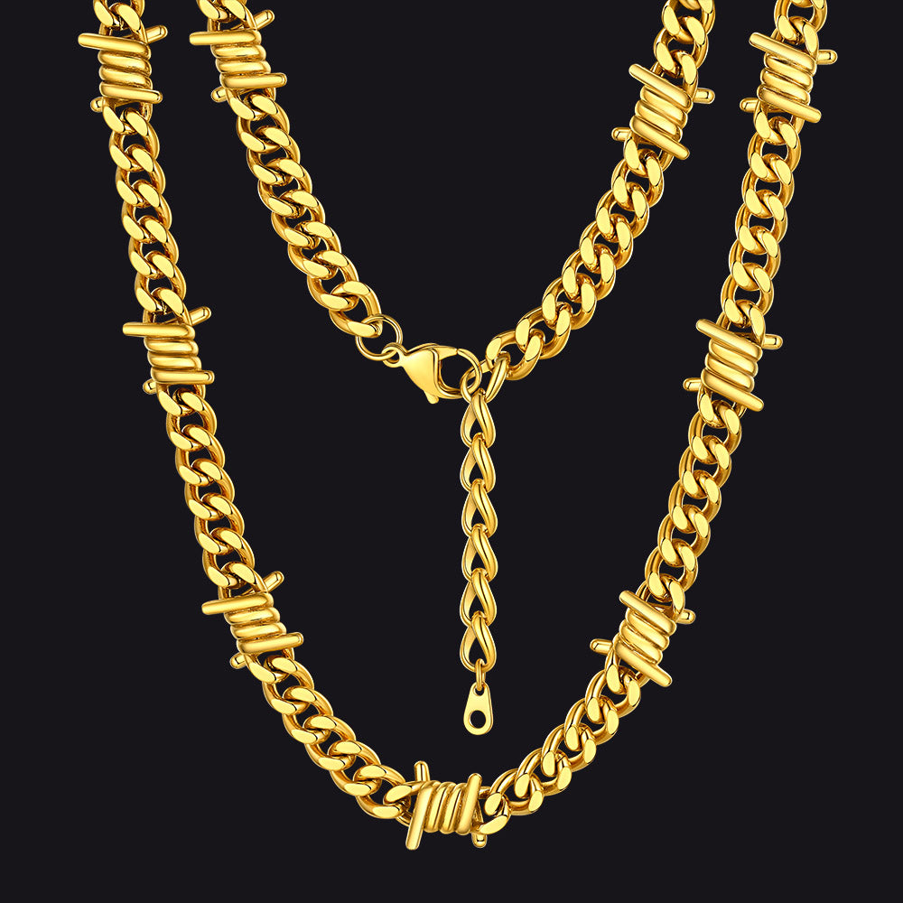 To My Men Barbed Wire Cuban Chain Choker Necklace Gift for Him