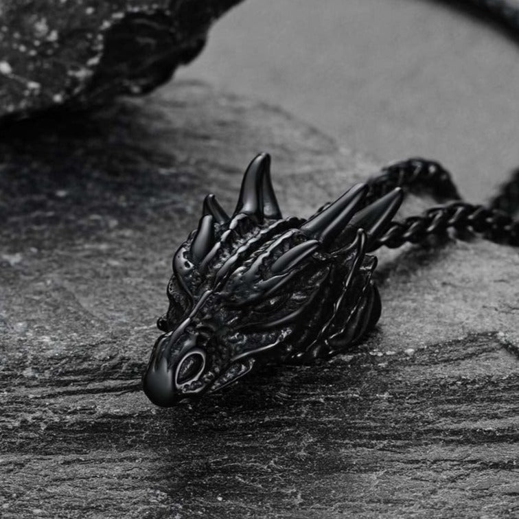 Punk Dragon Head Pendant Necklace for Men Women