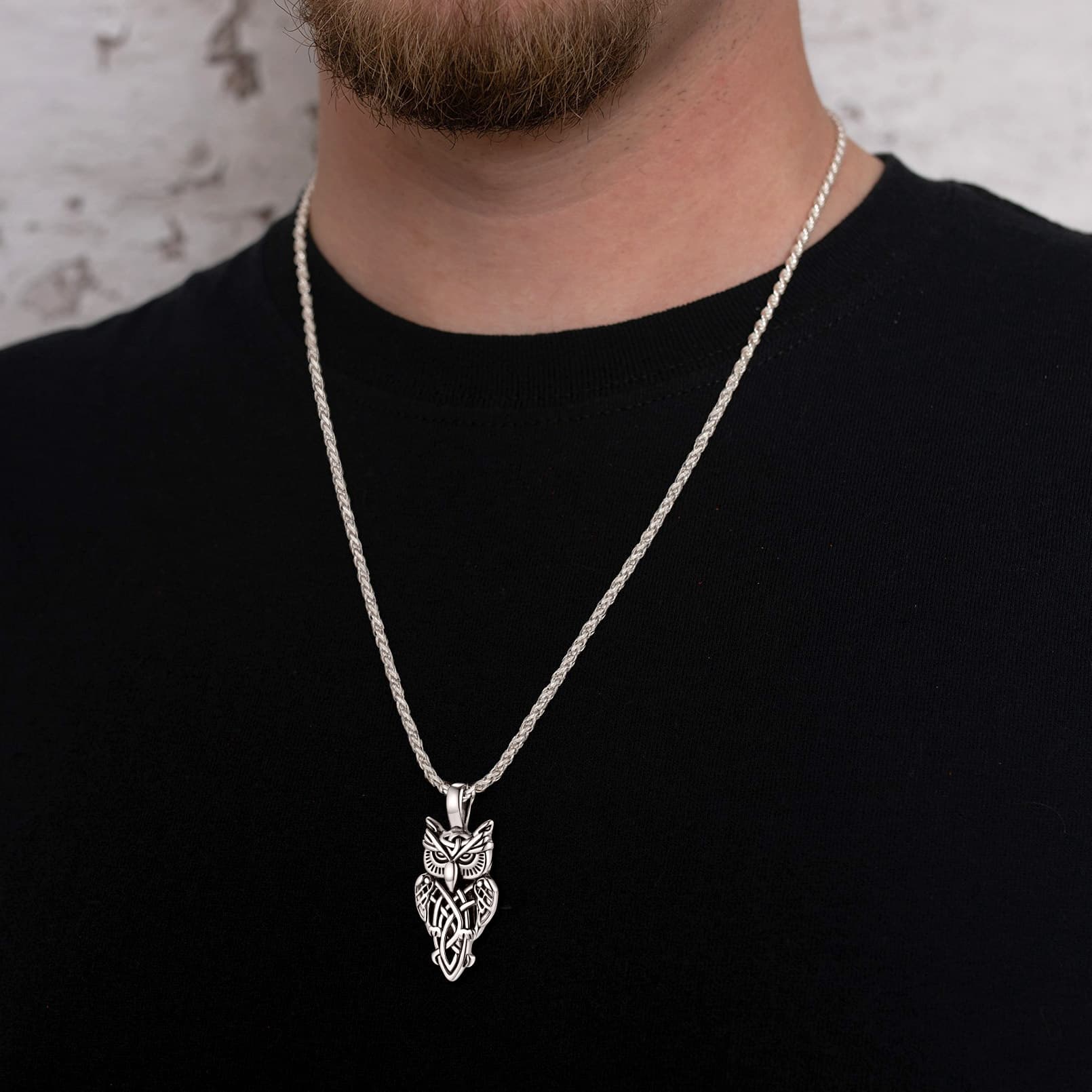 Celtic Owl Pendant Necklace Amulet Jewelry for Men