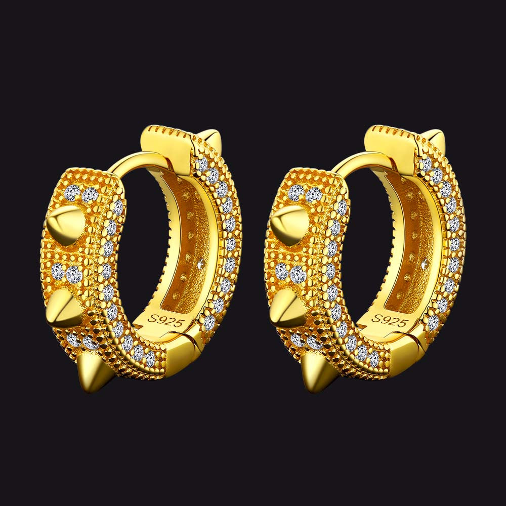 Punk Rivet Huggie Hoop Earrings For Men Women
