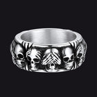 Gothic Punk Biker Skull Ring See No Evil Stainless Steel 10