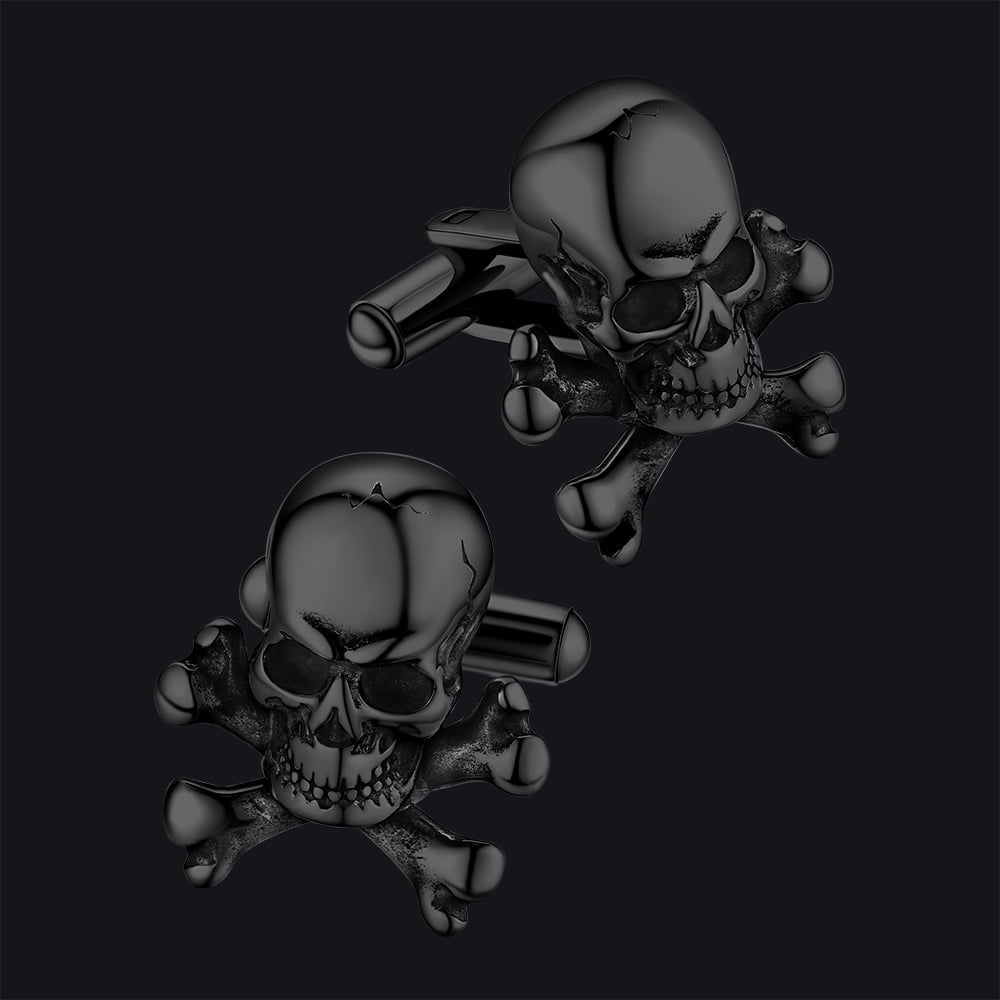 Skull Cufflinks With Pirate Crossbones For Men