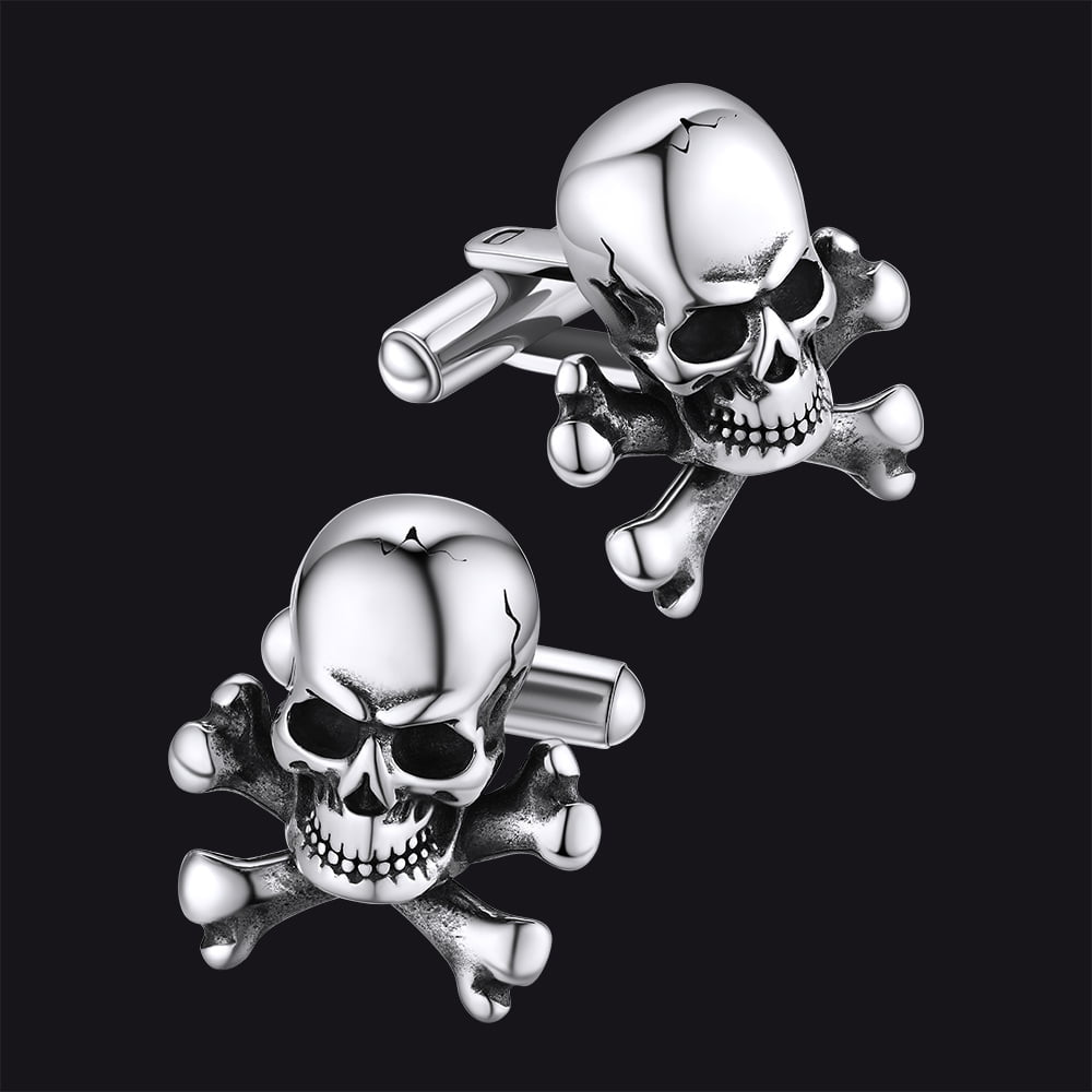 Skull Cufflinks With Pirate Crossbones For Men