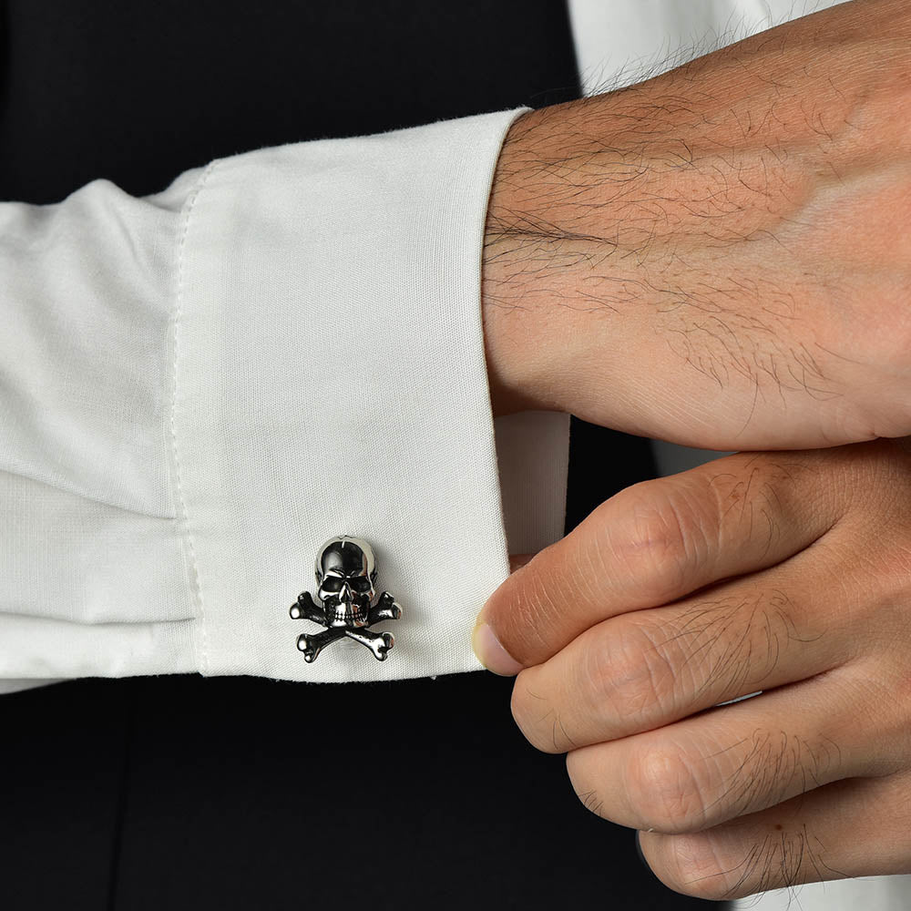 Skull Cufflinks With Pirate Crossbones For Men