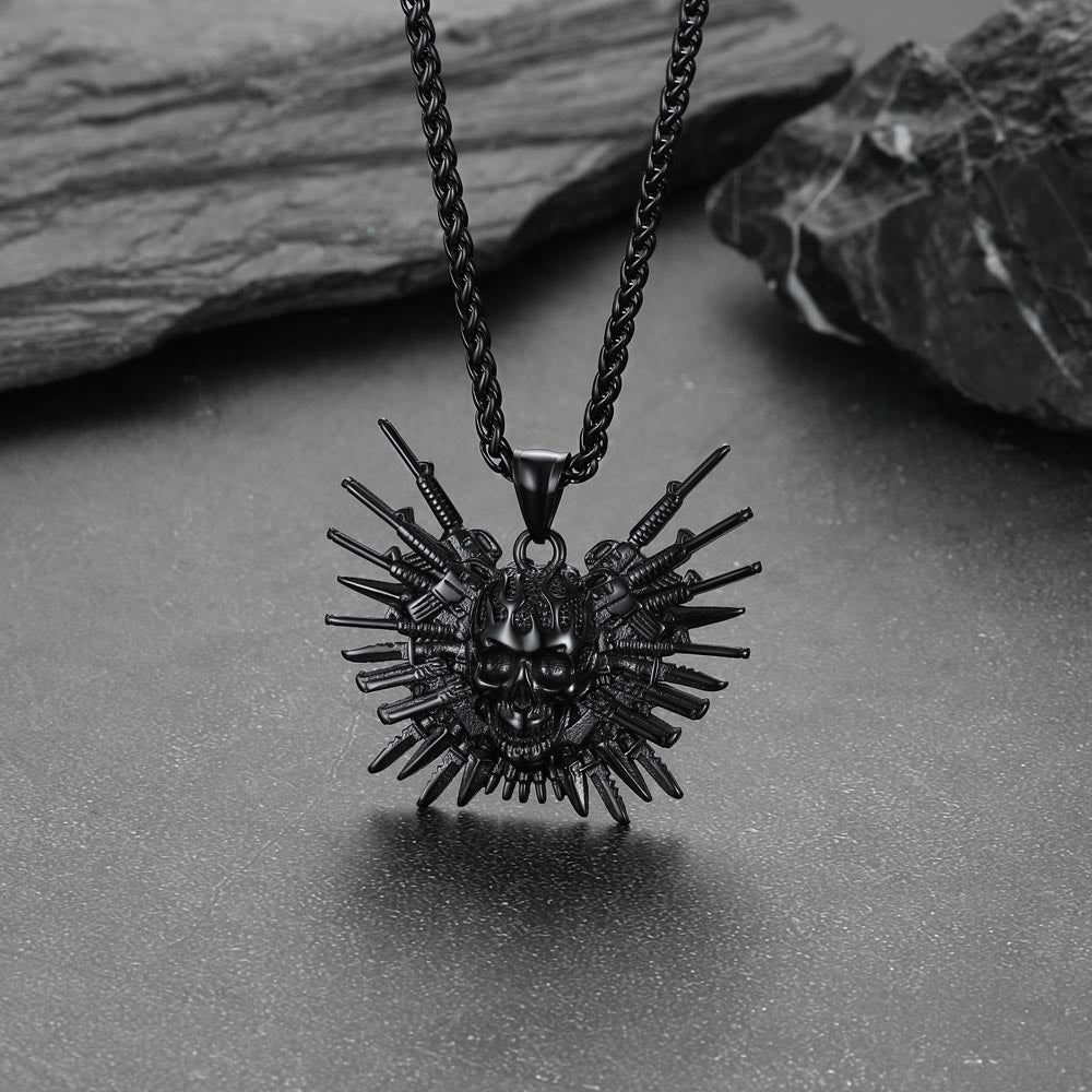 Punk Full Armed Skull Pendant Necklace for Men