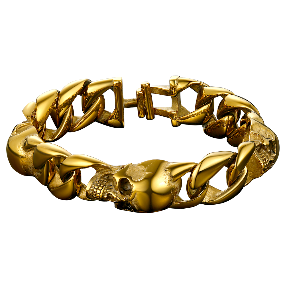 Gothic Skull Cuban Chain Bracelet For Men