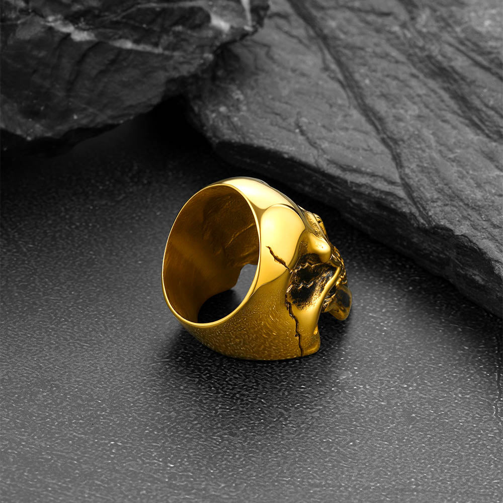 Gothic Biker Skull Stainless Steel Ring For Men