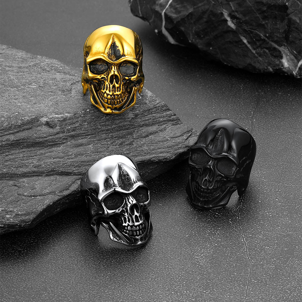 Gothic Biker Skull Stainless Steel Ring For Men
