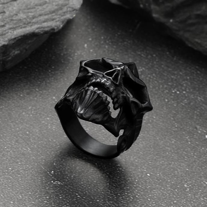 Gothic Skull Biker Rings for Men in Stainless Steel