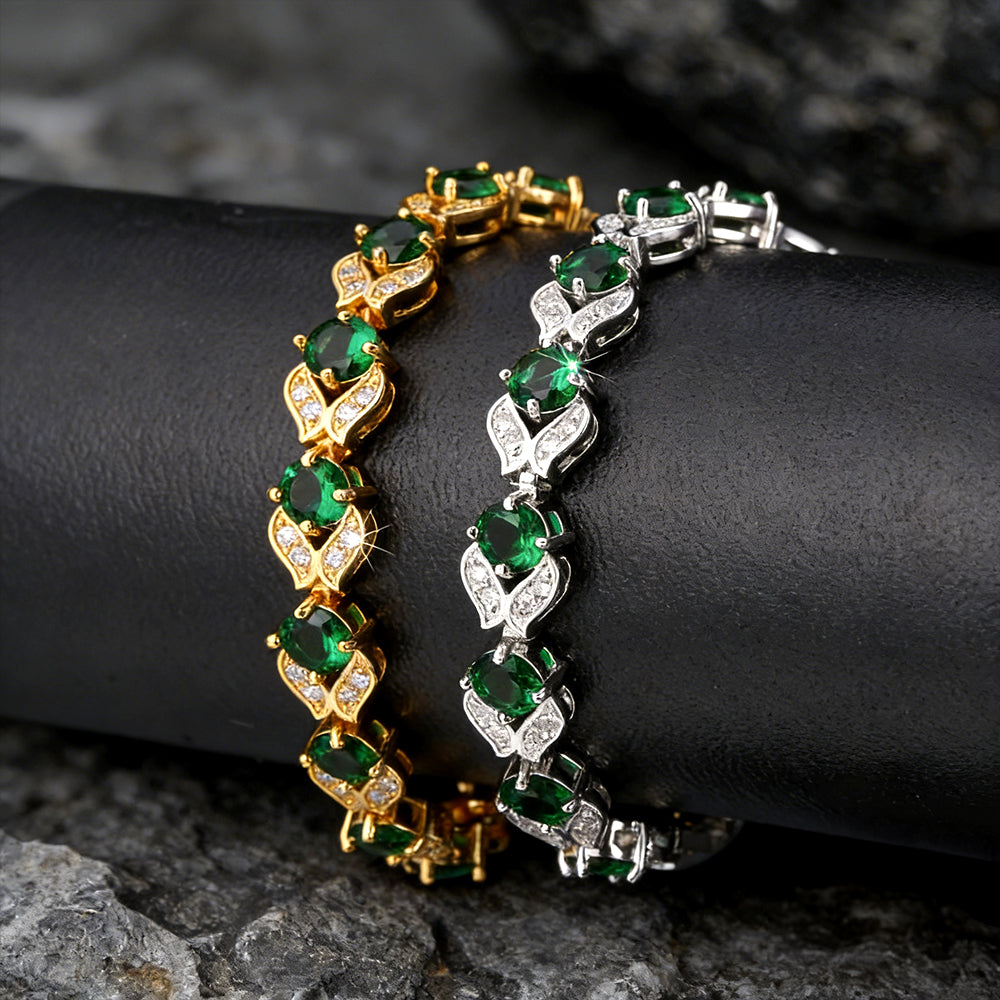 9mm Diamond Cut Gem Crystal Chain Bracelet for Women with CZ