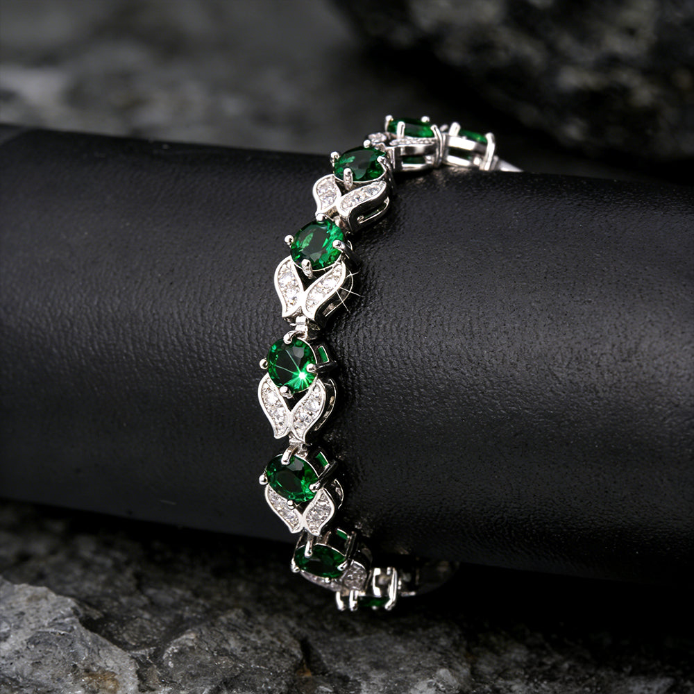 9mm Diamond Cut Gem Crystal Chain Bracelet for Women with CZ