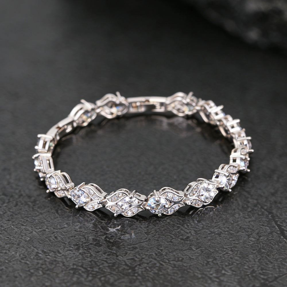9mm Diamond Cut Gem Crystal Chain Bracelet for Women with CZ