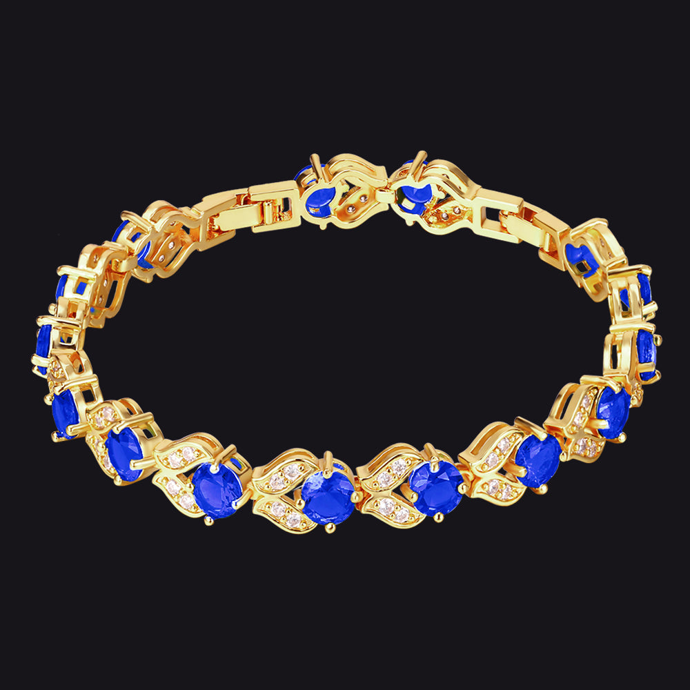 9mm Diamond Cut Gem Crystal Chain Bracelet for Women with CZ