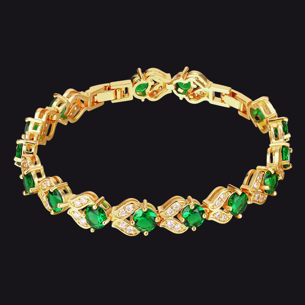 9mm Diamond Cut Gem Crystal Chain Bracelet for Women with CZ