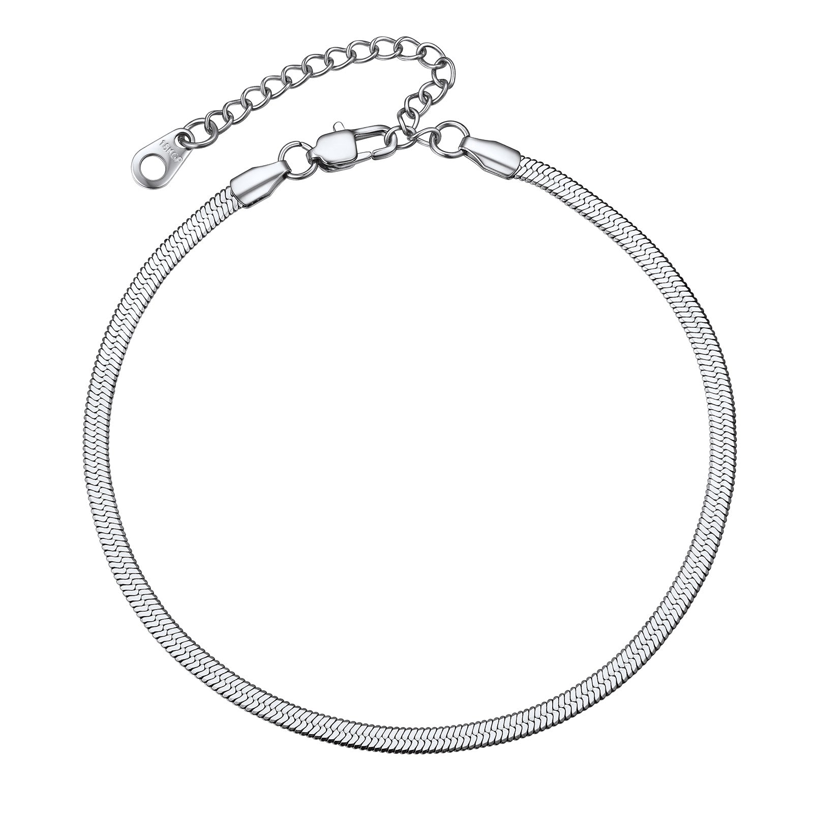 Stainless Steel Flat Snake Chain Anklet Bracelet For Women