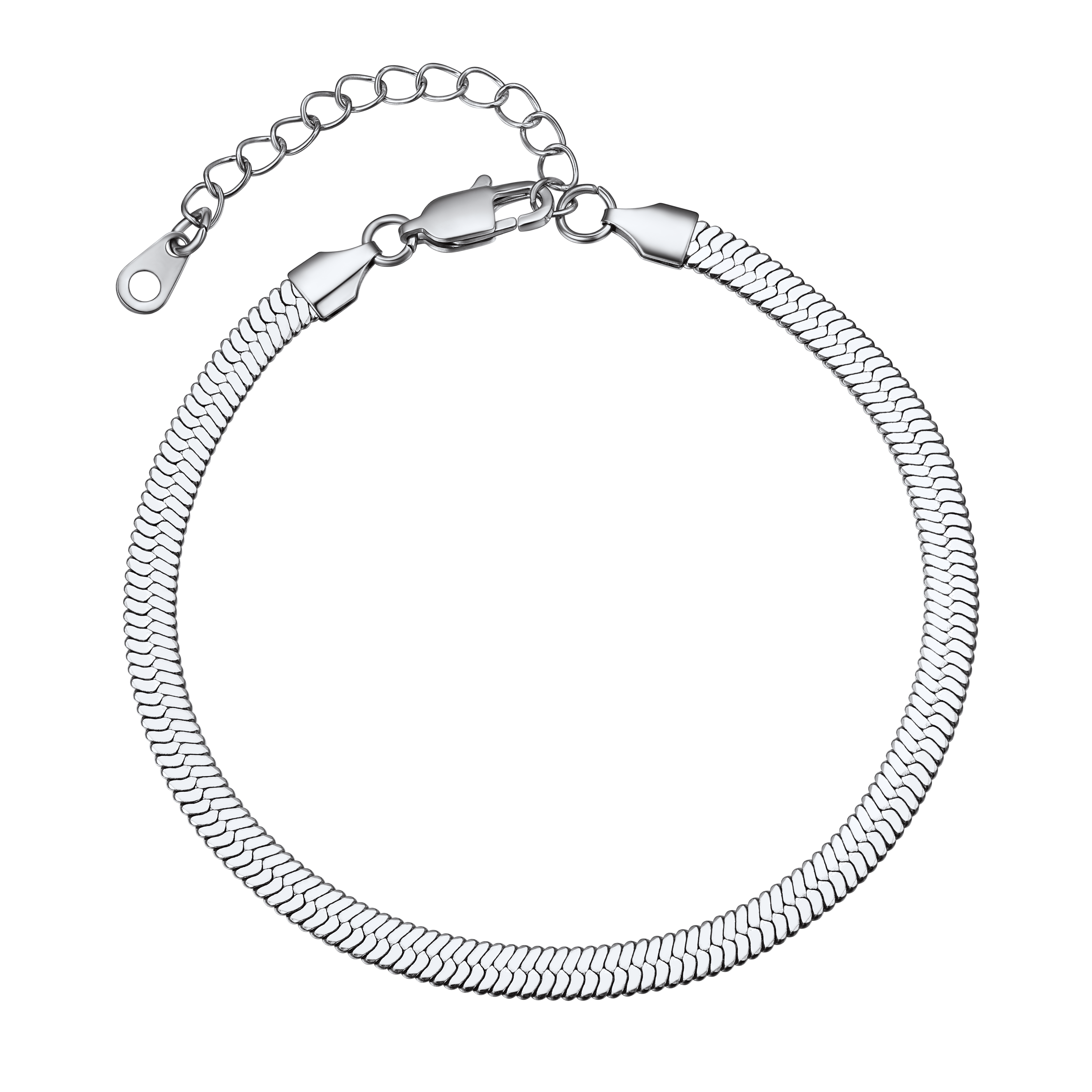 Stainless Steel Flat Snake Chain Anklet Bracelet For Women