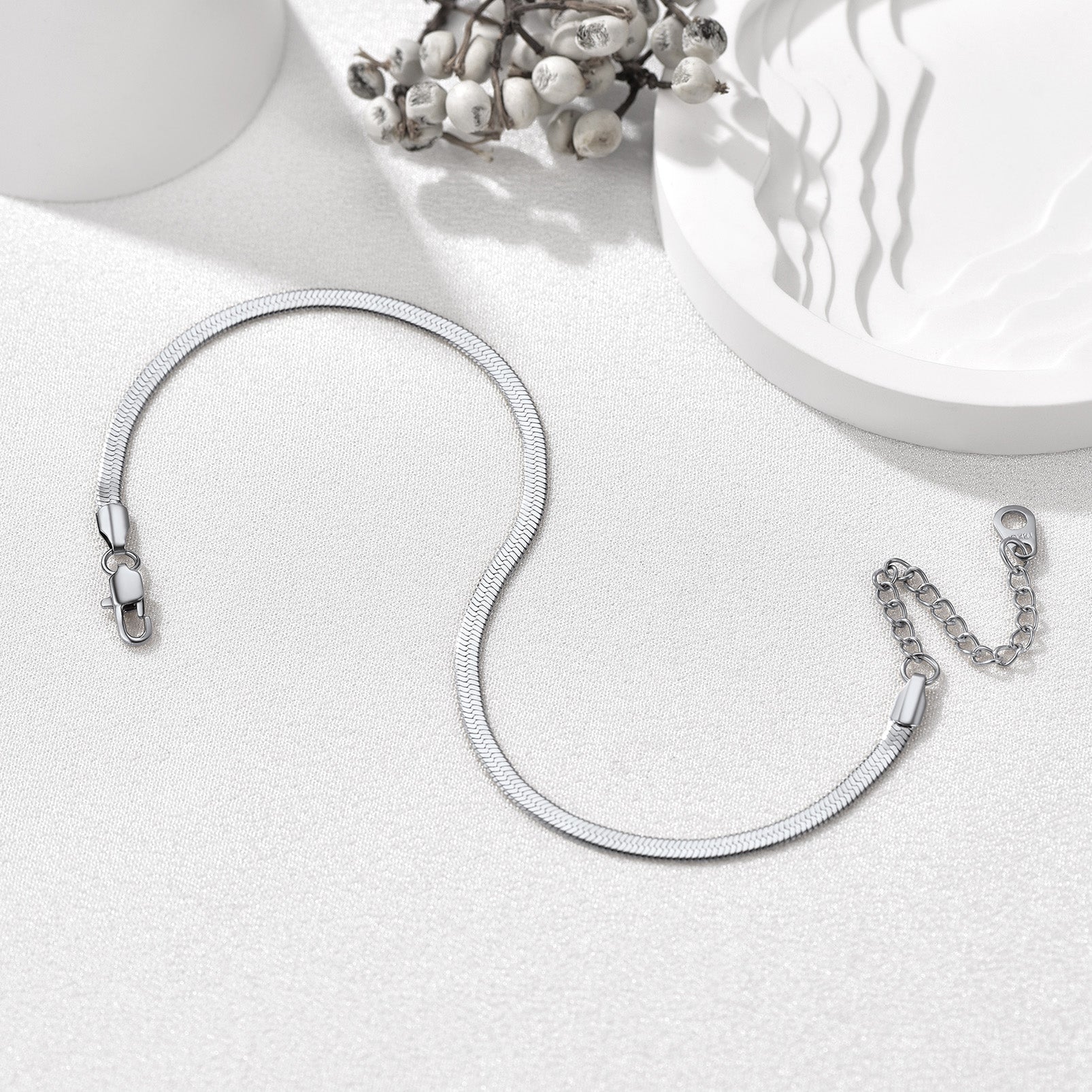 Stainless Steel Flat Snake Chain Anklet Bracelet For Women