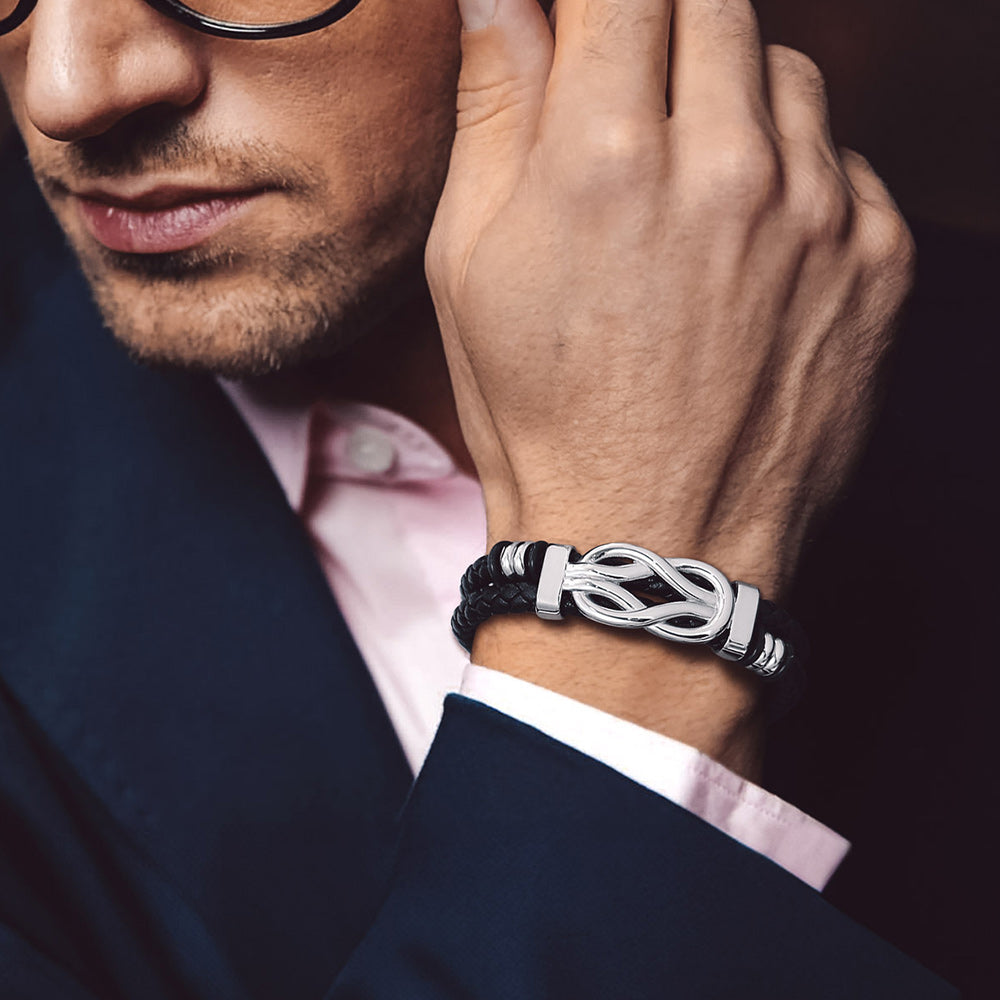 Customized Infinity Love Knot Leather Bracelet For Men