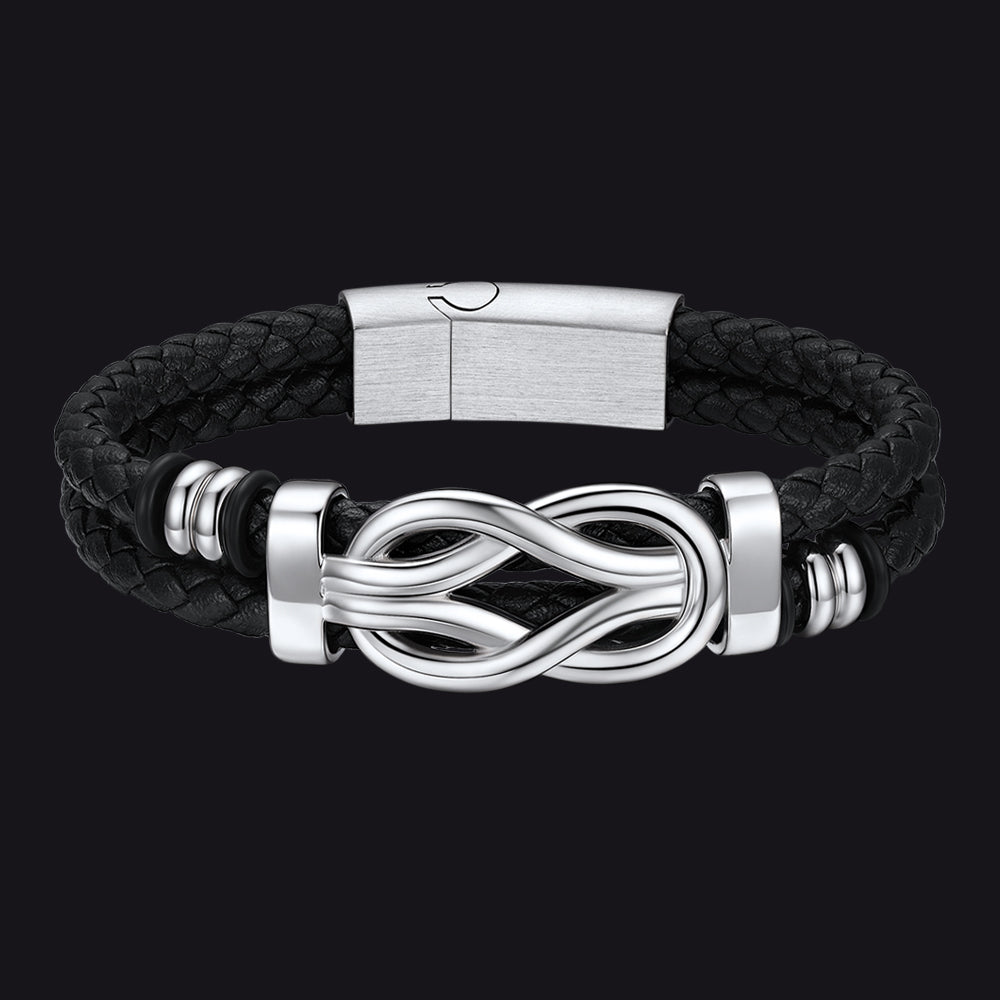 Customized Infinity Love Knot Leather Bracelet For Men