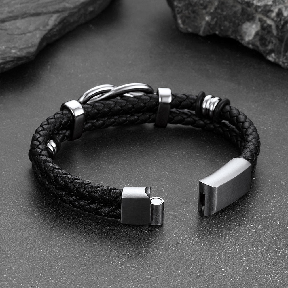 Customized Infinity Love Knot Leather Bracelet For Men