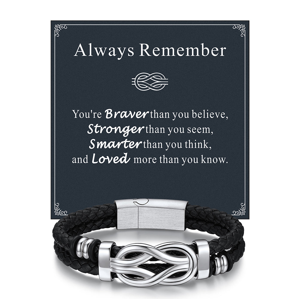 Customized Infinity Love Knot Leather Bracelet For Men