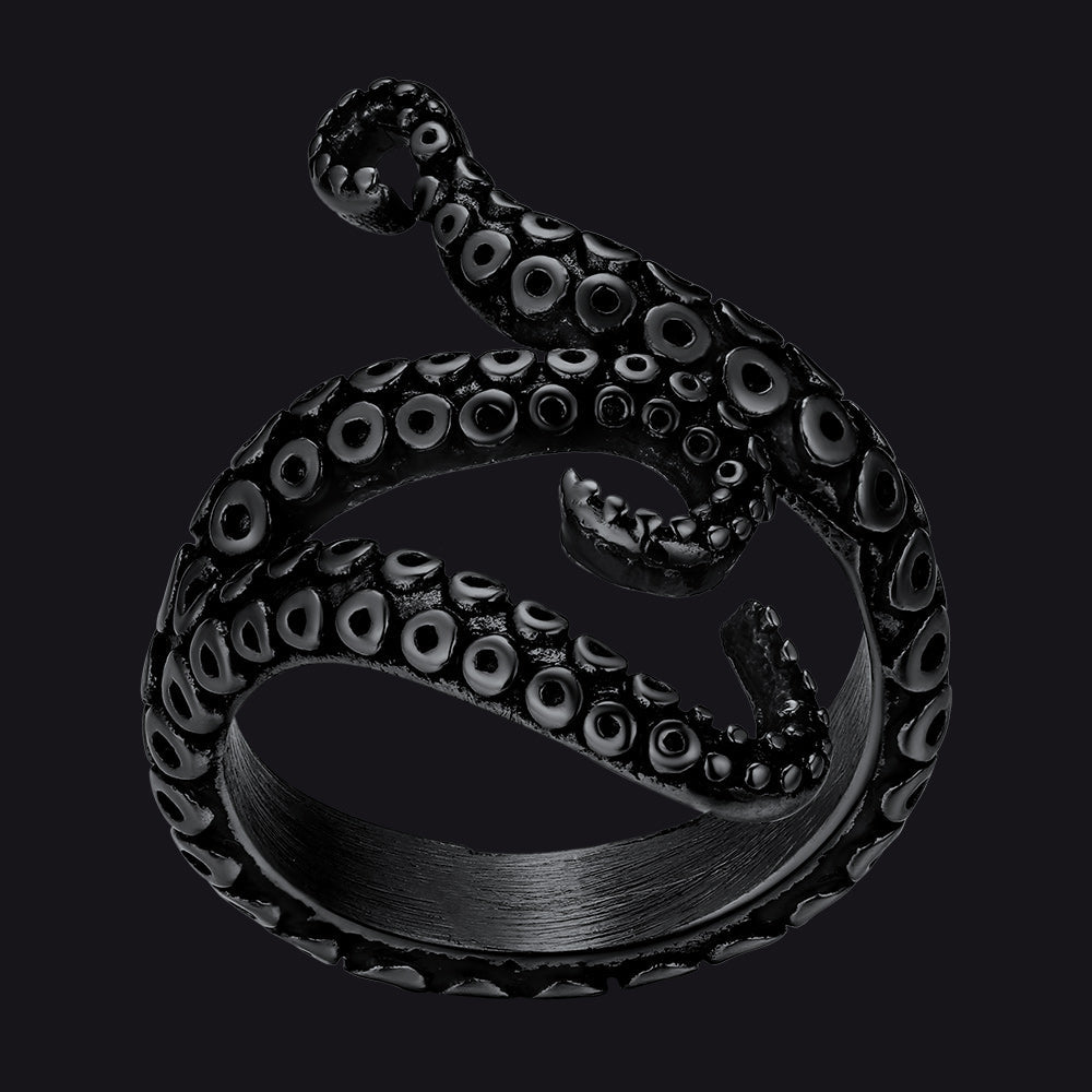 Biker Punk Three Octopus Tentacle Ring For Men