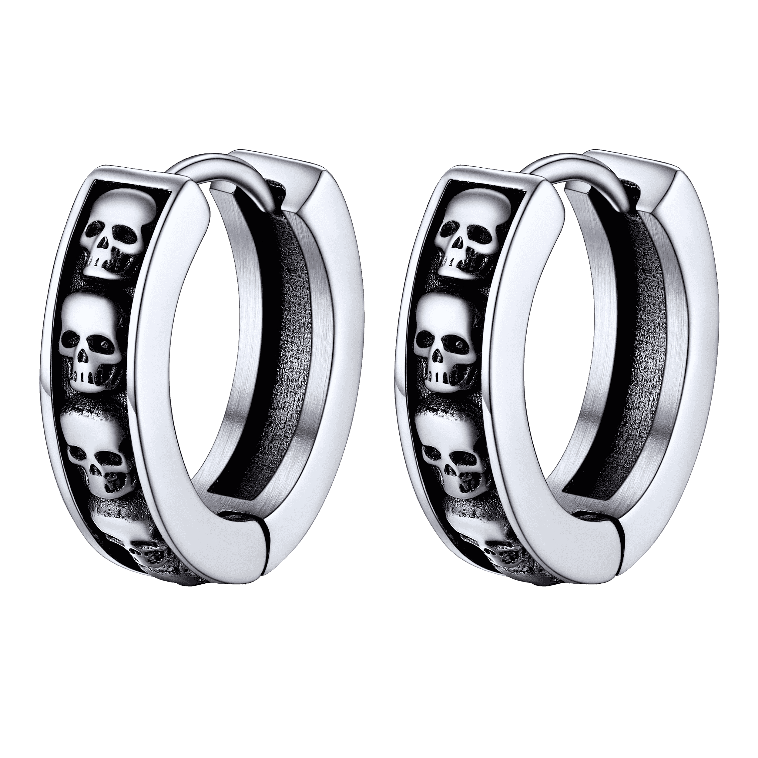 Gothic Skull Huggie Hoop Earrings For Men Women