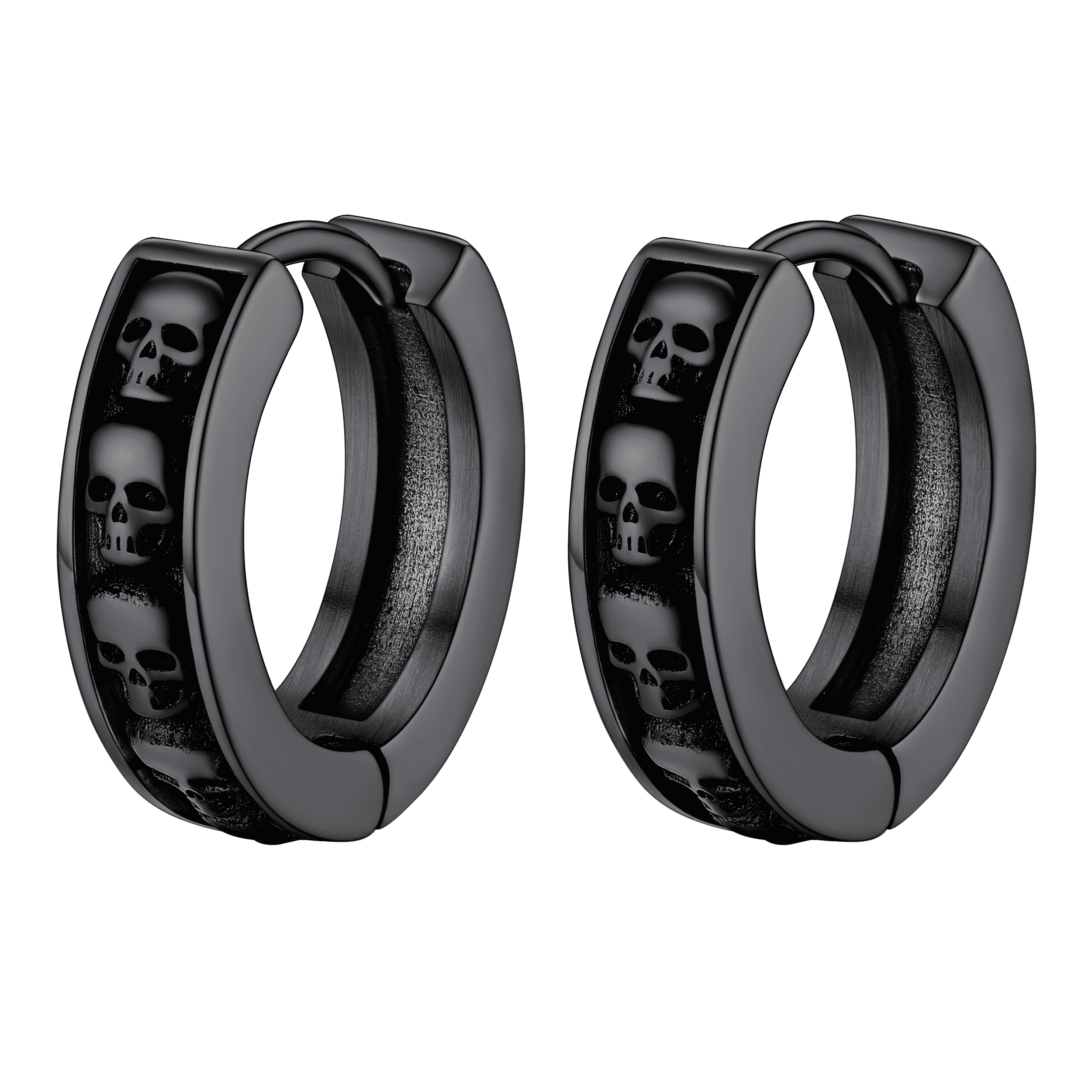 Gothic Skull Huggie Hoop Earrings For Men Women