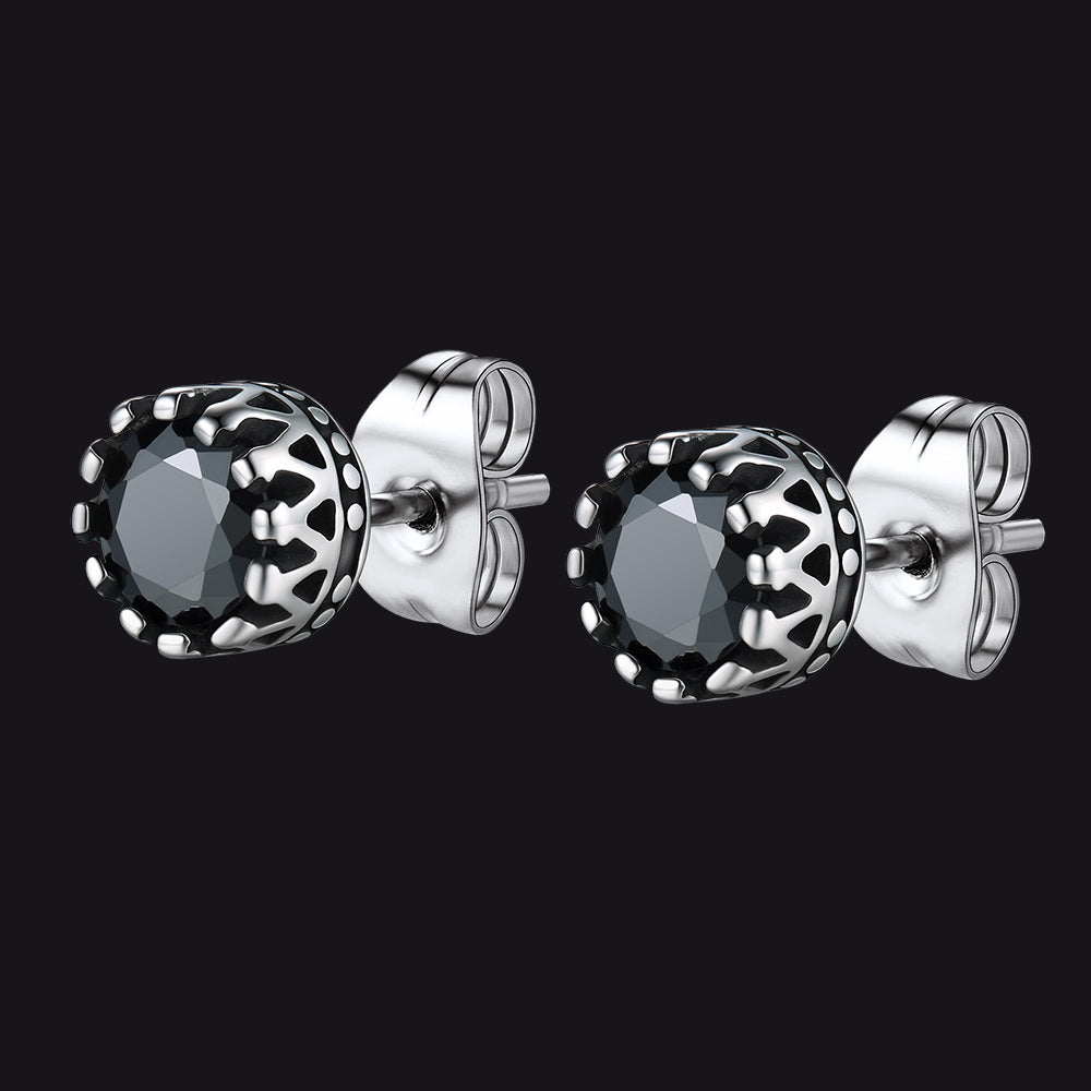Celtic Ruby Stud Earrings for Men in Stainless Steel