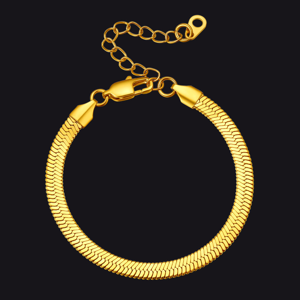 3mm/5mm Width Snake Chain Bracelet for Women Men