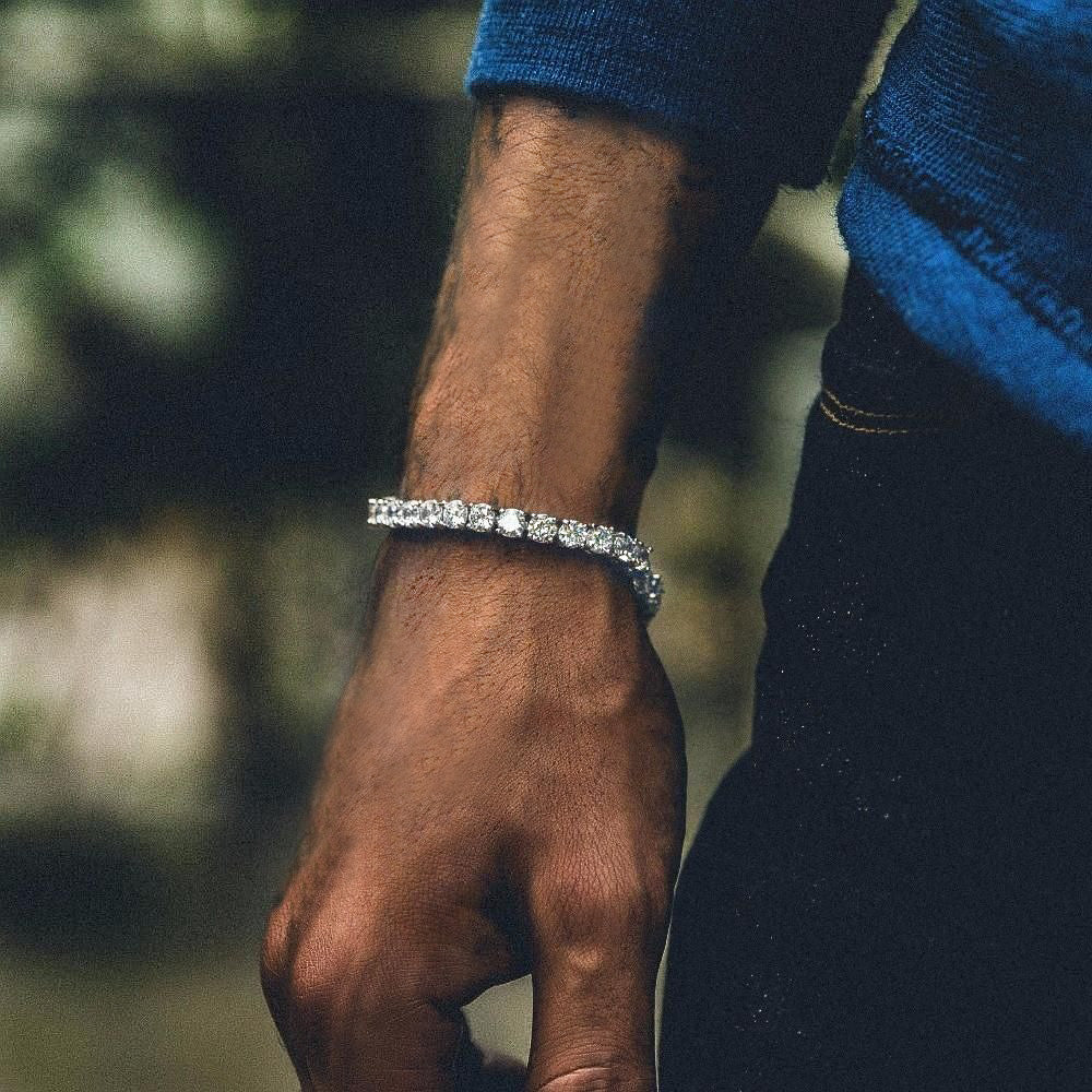 CZ Diamond Cut Tennis Chain Bracelet for Men and Women, 3/5mm Width