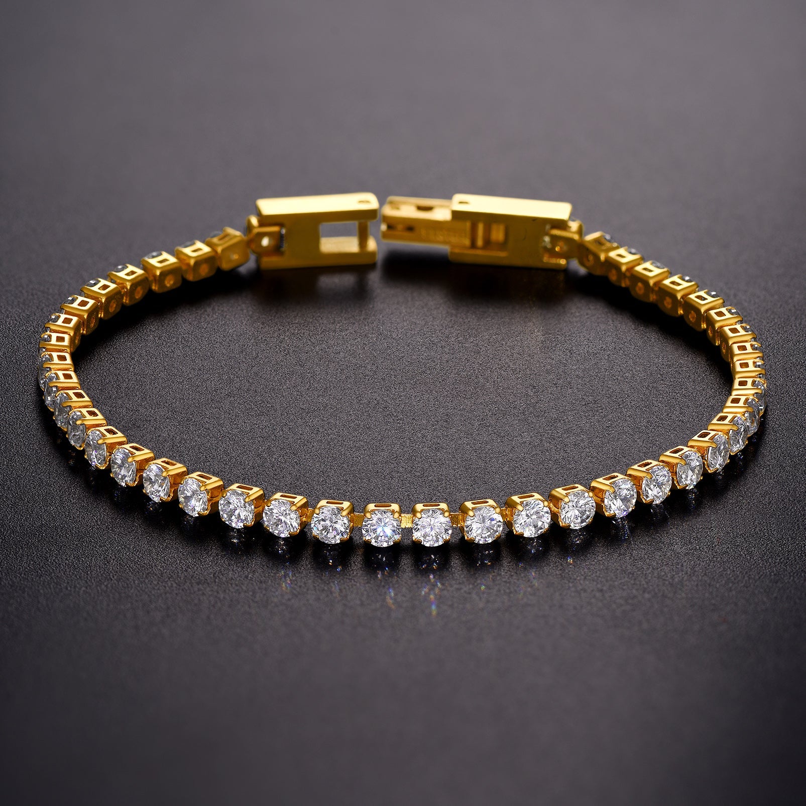 CZ Diamond Cut Tennis Chain Bracelet for Men and Women, 3/5mm Width