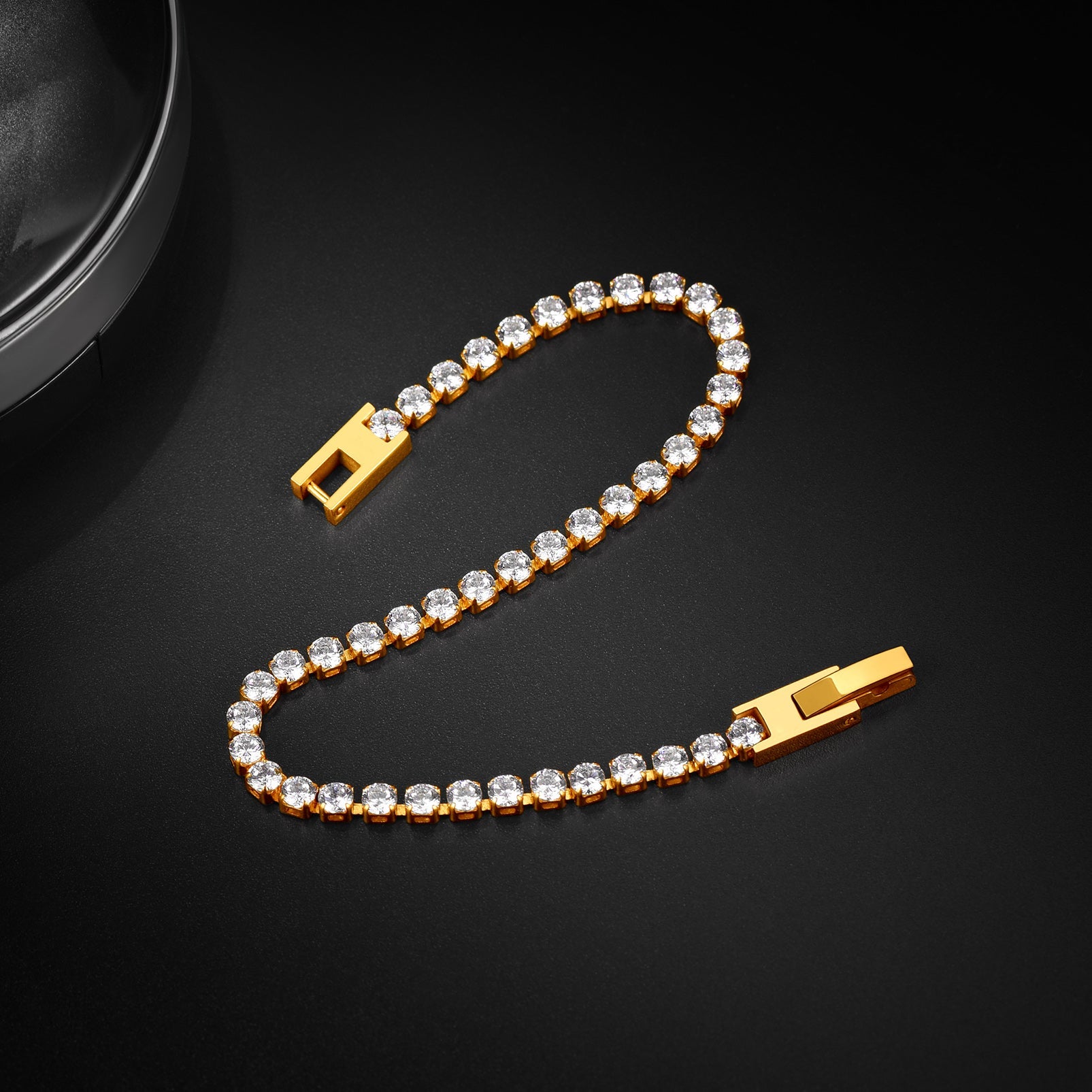 CZ Diamond Cut Tennis Chain Bracelet for Men and Women, 3/5mm Width