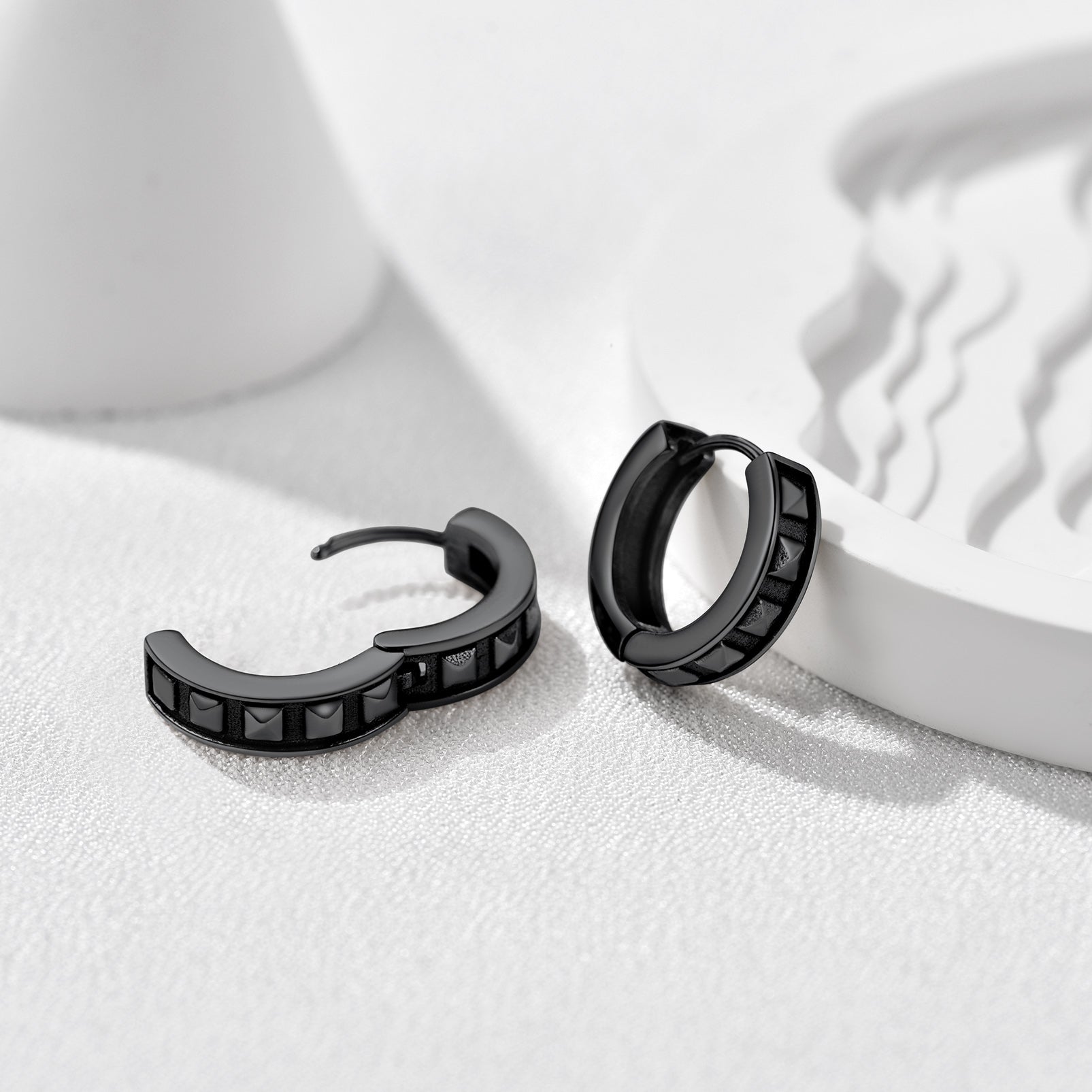 Punk Spike Rivet Hoop Earrings for Men Boyfriend Gift