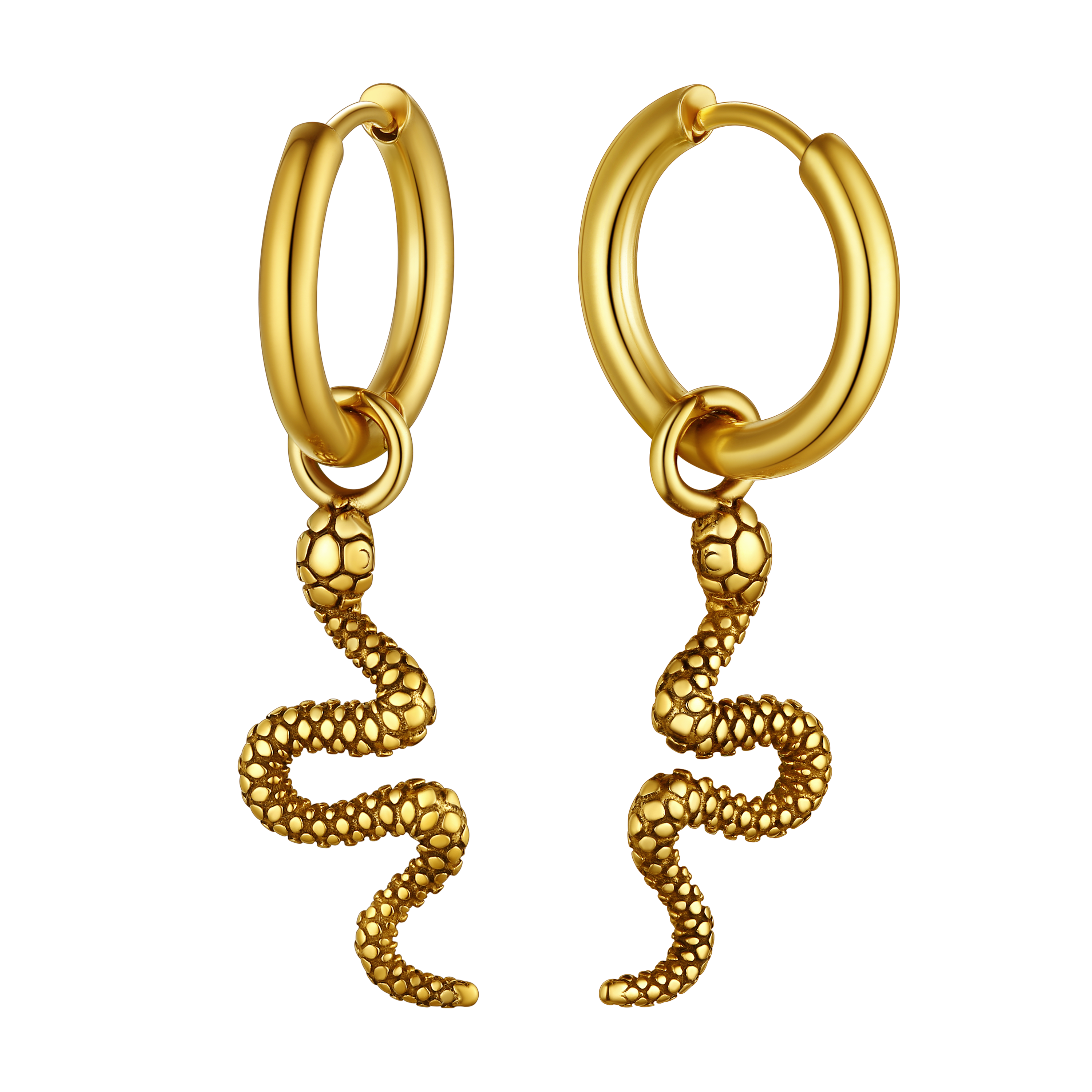 Punk Crawl Snake Drop Hoop Earrings for Men and Women